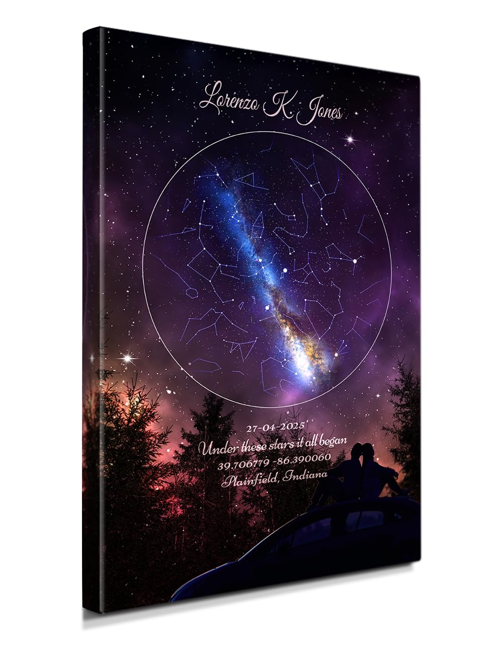 IPIC - Personalized Star Map Canvas, Night Sky Wall Art with Constellation Map, A Meaningful Stars Gift for Couples and Home Decor