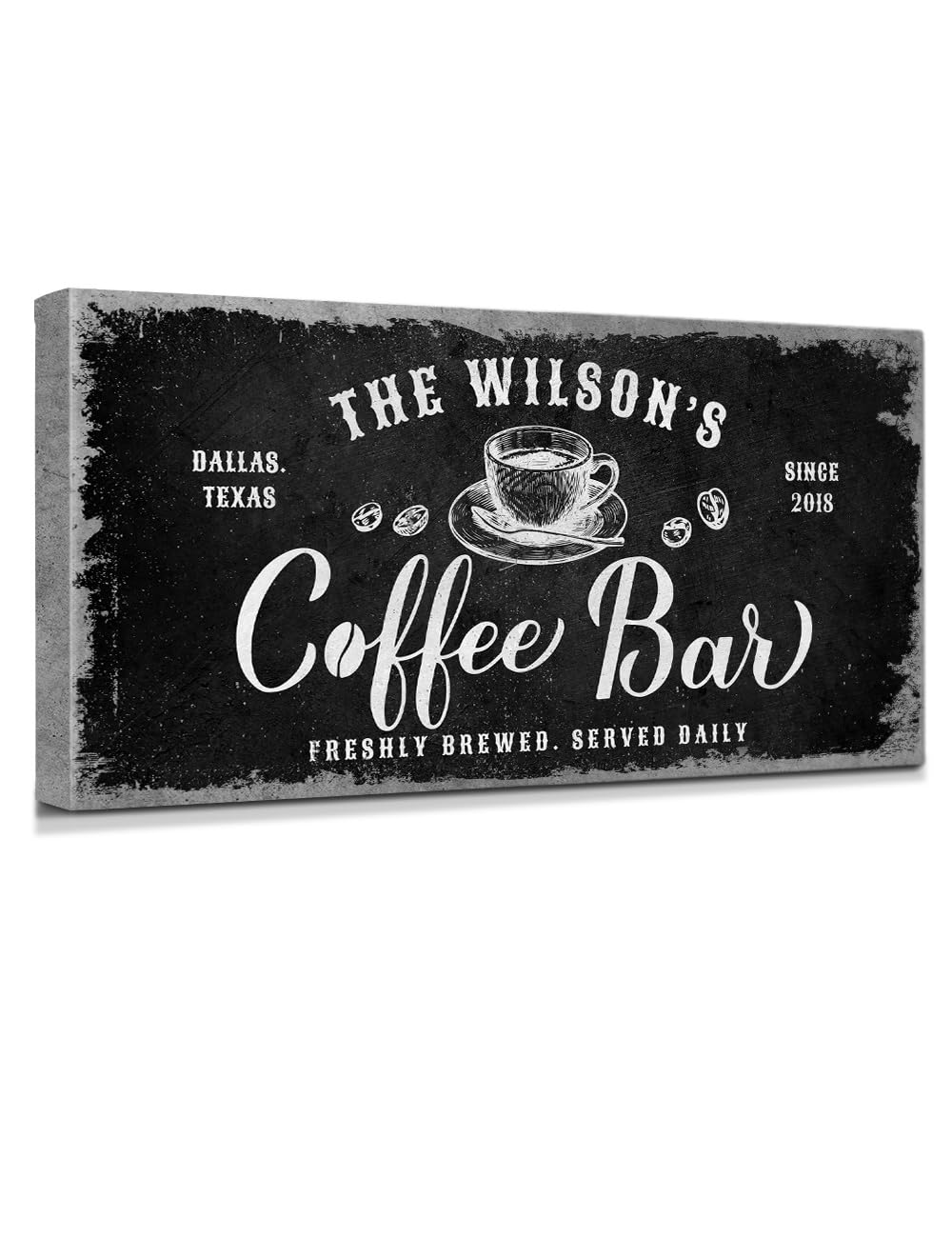 IPIC - Custom Coffee Bar Sign, Personalized Wall Art Decor, Small Canvas Wall Art Signage for Home, Kitchen, Coffee Station, Business and Office