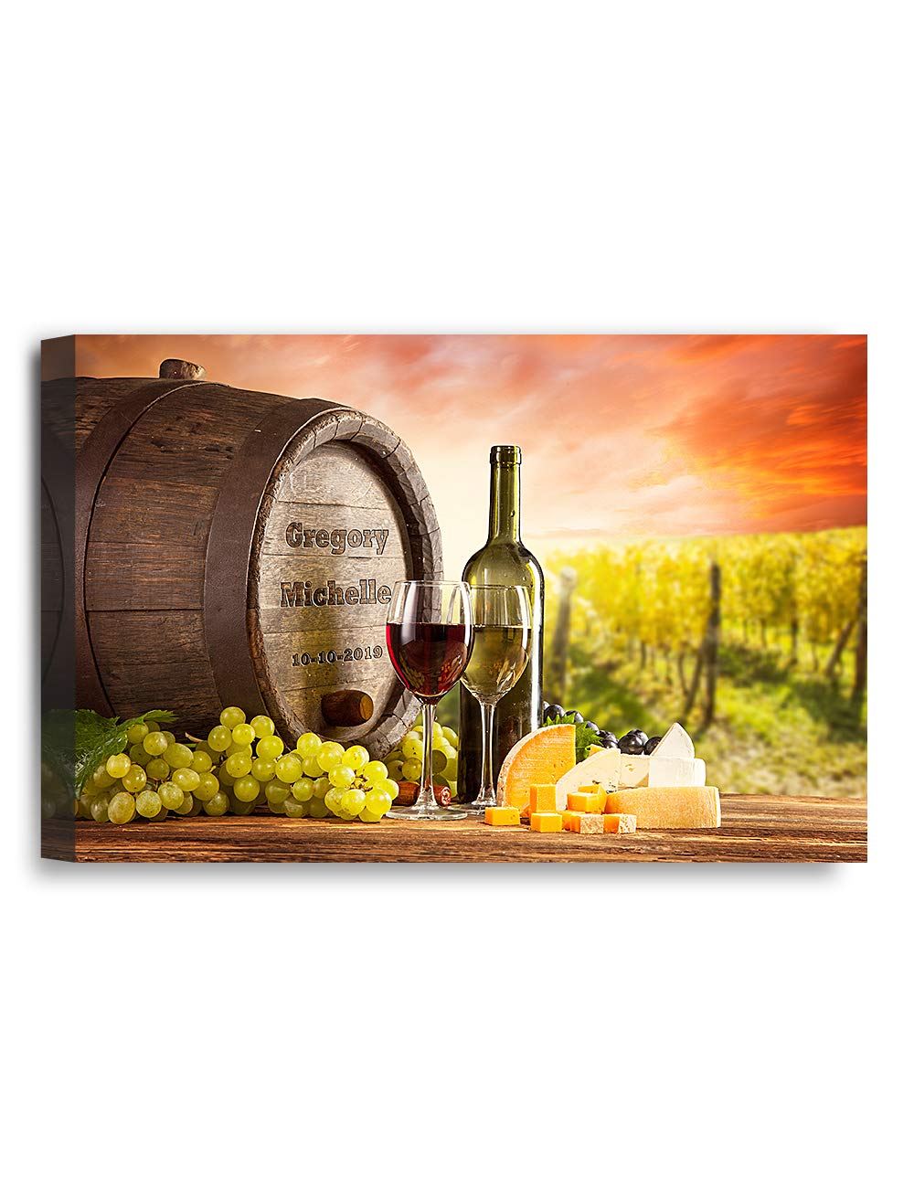 IPIC - Love Like Wine, Personalized Artwork with Names and Date on, Love Gift for Anniversary, Wedding,Birthday and Holidays.