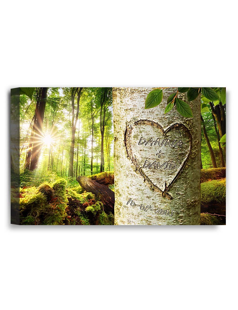 IPIC - Love Evergreen, Personalized Artwork with Names and Date on, Customized Gift for Anniversary,Wedding,Birthday and Holidays. 18x12