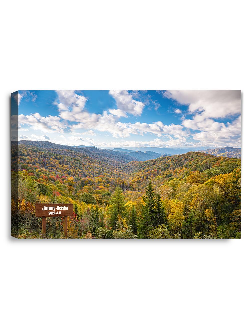 IPIC - Love Across America: Love Peaks at the Great Smoky Mountains. Tennessee, Personalized Gift for Couples. Valentine's Day Gifts with Names and Date. Customized Wall Art for Bedroom