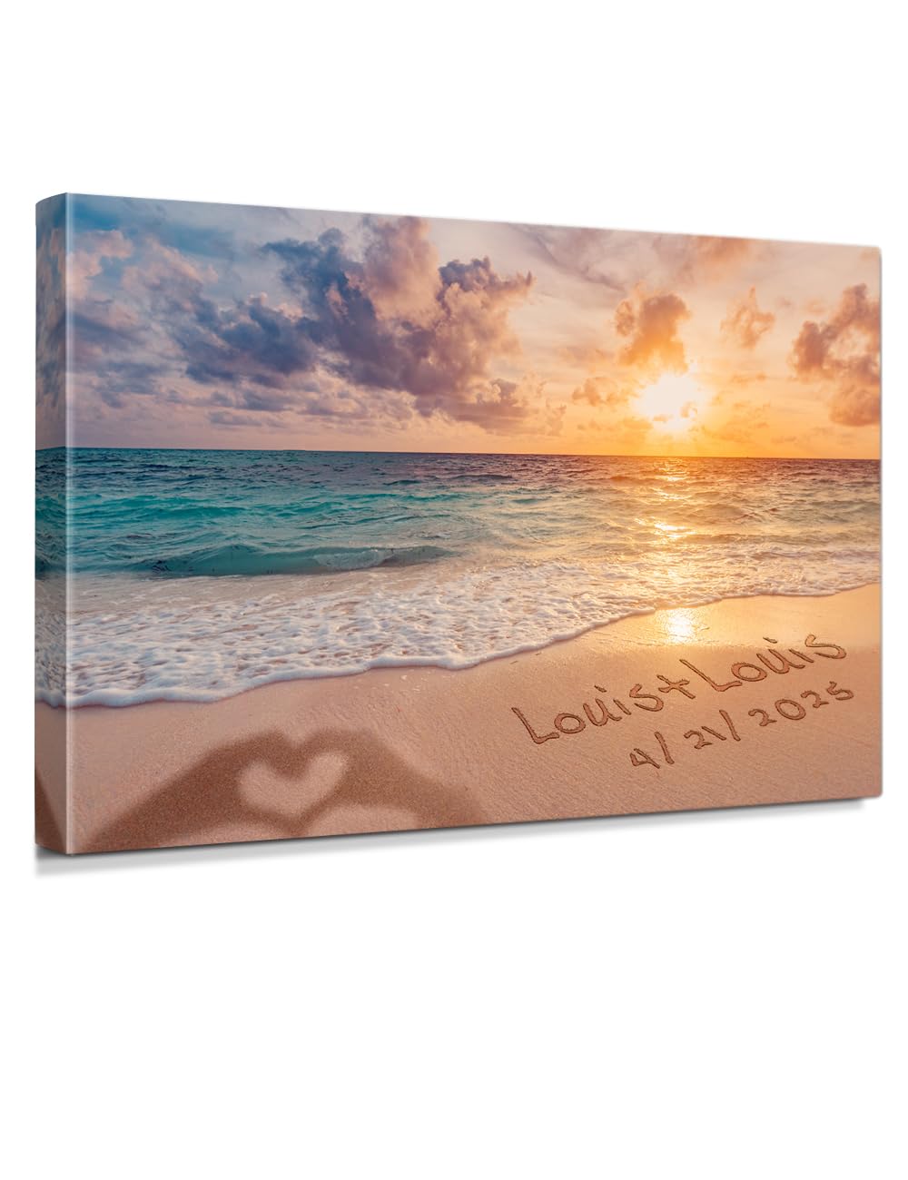 IPIC - "Forever Together Personalized Canvas Wall Art, Custom Beach Scene with Name and Date in Sand, A Personalized Gift for Couple, Wedding, or Anniversary, Coastal Home Decor, Ready to Hang