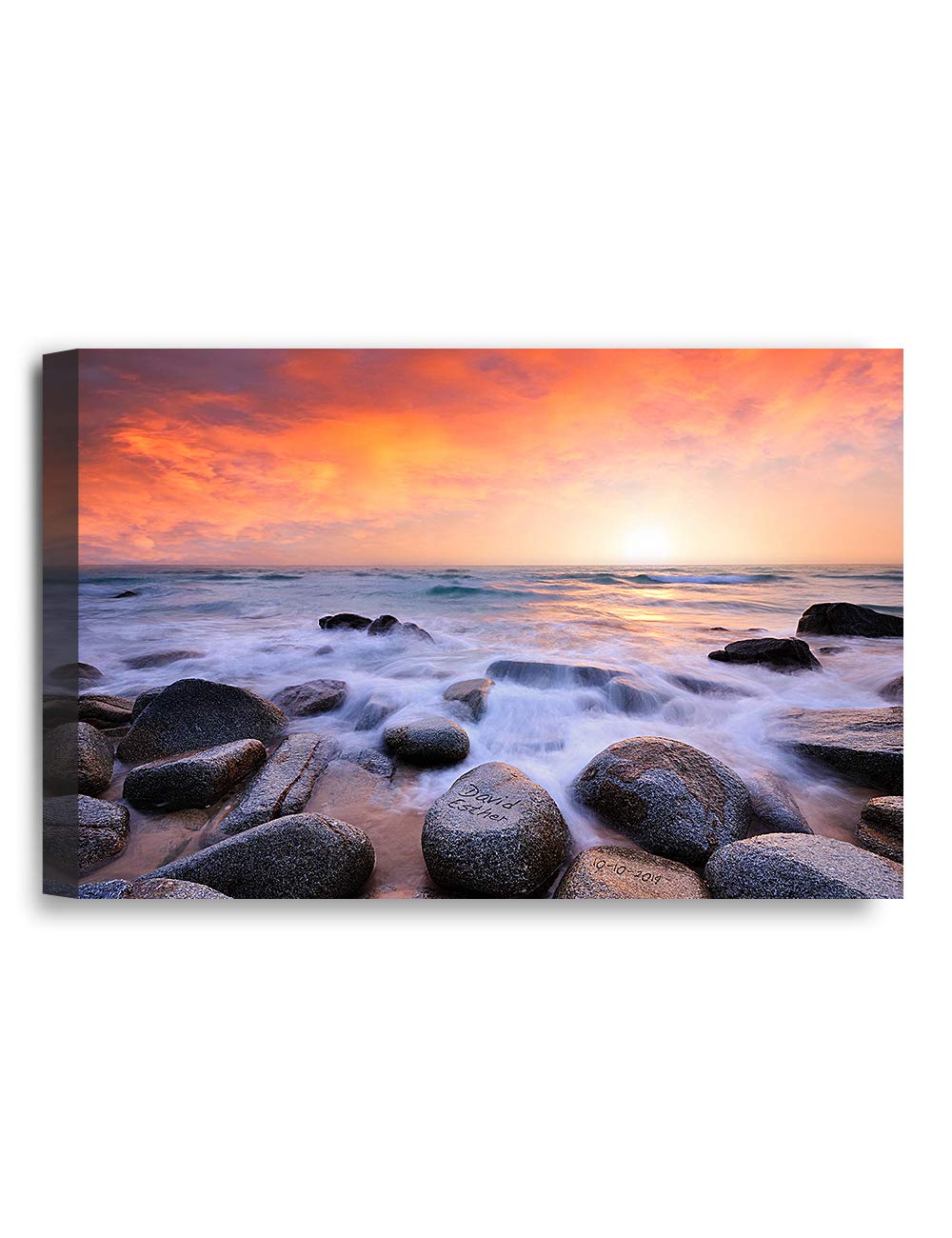 IPIC - Tender Tides, Personalized Artwork with Names and Date on, Love Gift for Anniversary,Wedding,Birthday and Holidays. 7#P (18x12)