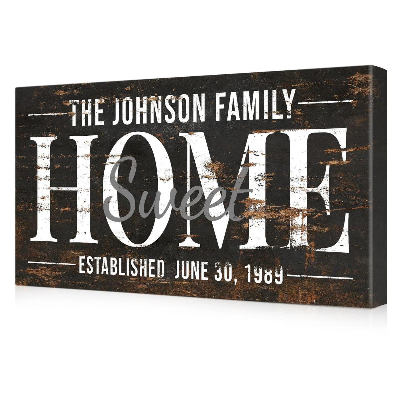 IPIC - Personalized Family Wall Art on Canvas, Custom Farmhouse Family Sign with Rustic Style, Home Sweet Home Design, Made in USA
