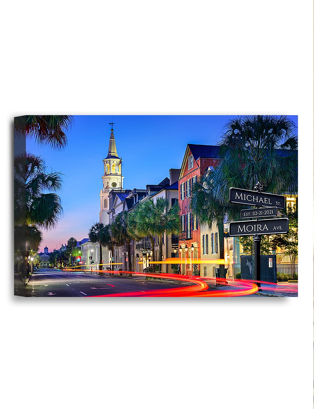 IPIC - Love Across America: Let's Stroll in Charleston, South Carolina. Giclee Canvas Art Print. Unique Gift for Anniversary, Wedding, Birthday. Personalized Wall Art with Names and Date.