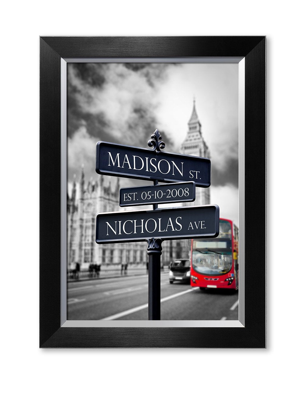 Lovers Roadcrossing Sign. Personalized Artwork with Names and Date on, Custom Love Gift for Anniversary,Wedding,Birthday and Holidays.