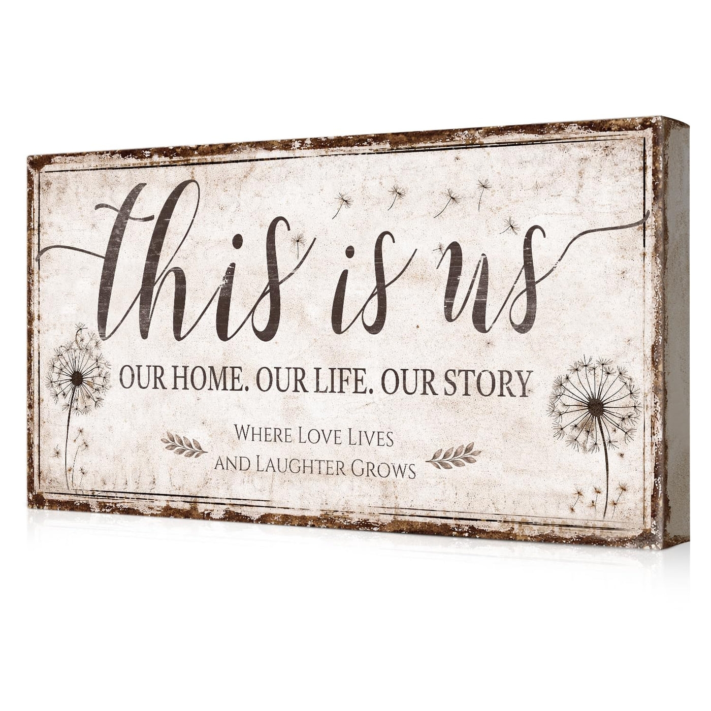 IPIC - This Is Us Wall Decor, Rustic Family Wall Decor for Living Room, Farmhouse Canvas Print for Bedroom, Ready to Hang 24x12