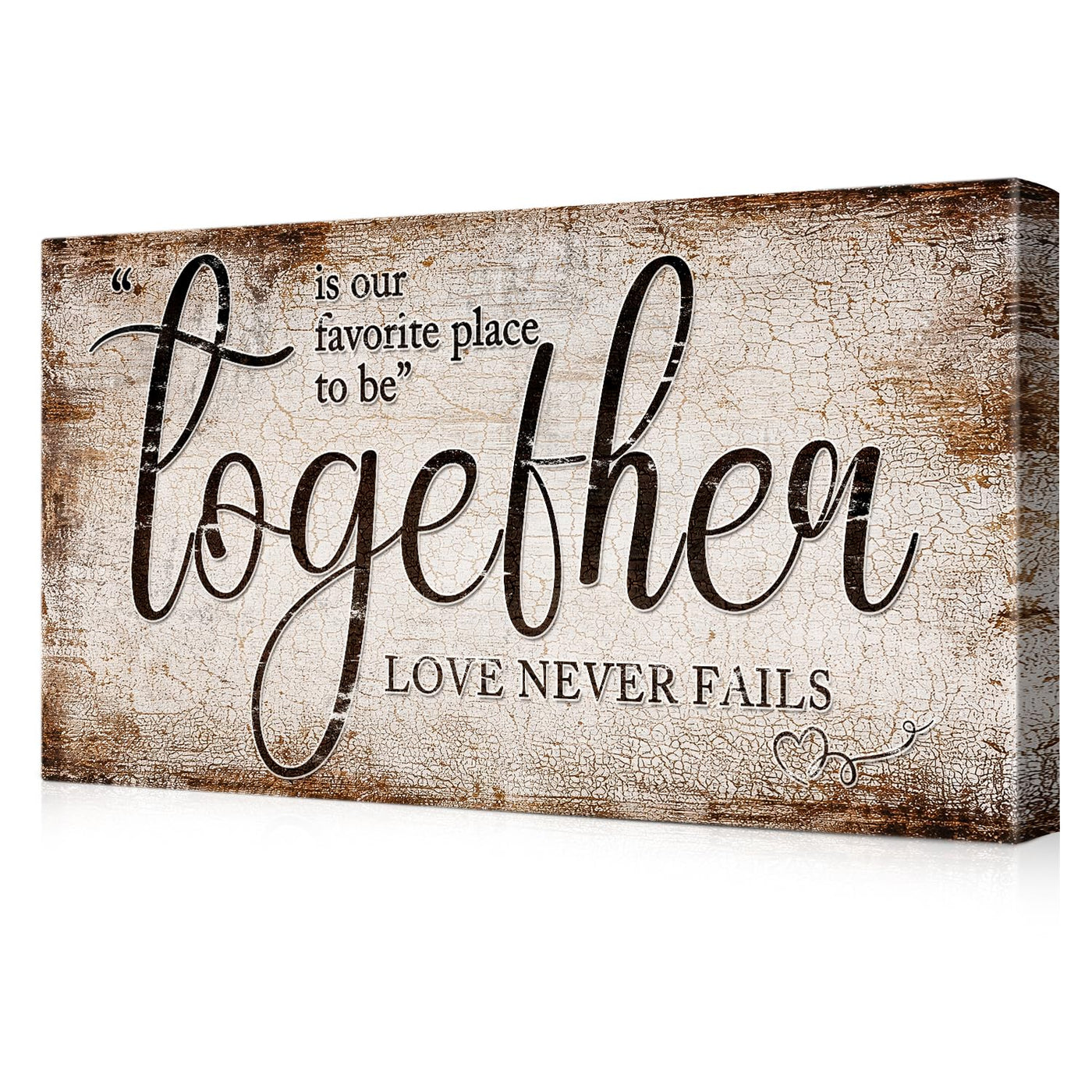 IPIC - Together Is Our Favorite Place to Be Rustic Family Wall Decor, Home Sign Wall Decor Canvas Print for Living Room, Ready to Hang 24x12