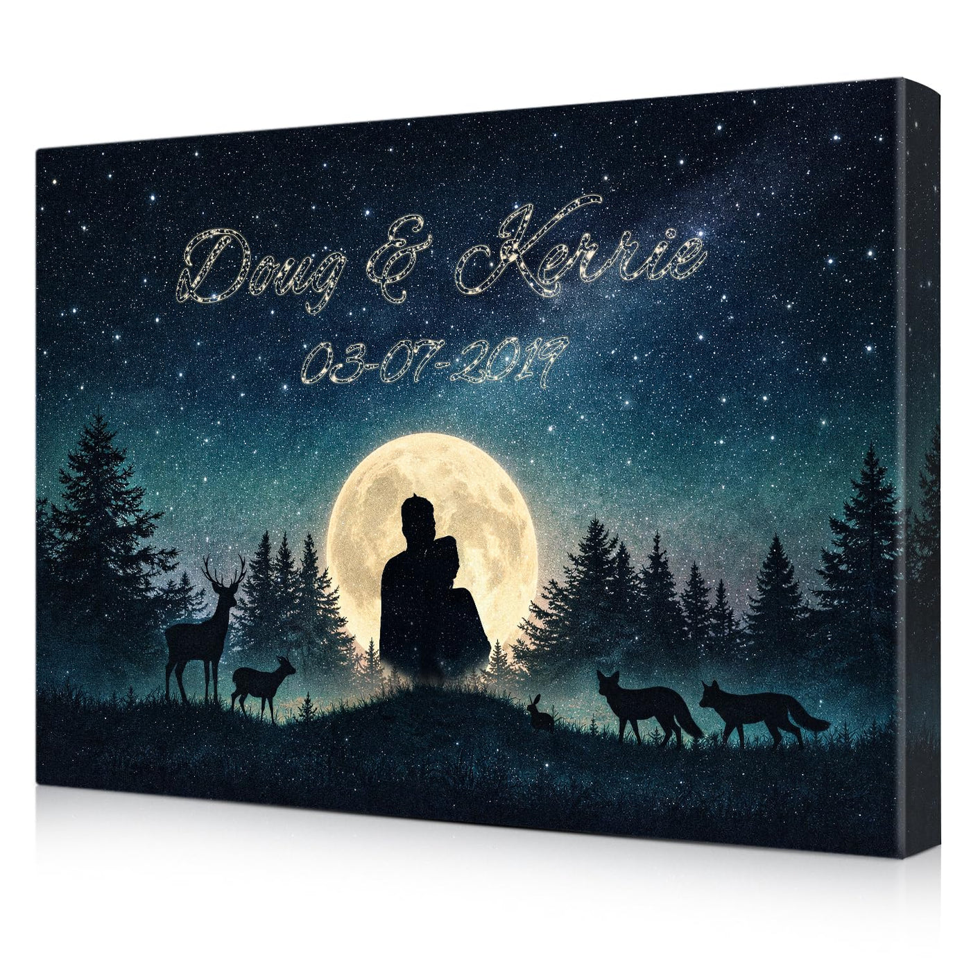 IPIC - Personalized Moon Wall Art, Written in the Stars Canvas with Custom Names, Photo and the Special Date, Ready to Hang for Bedroom or Hallway, 18x12